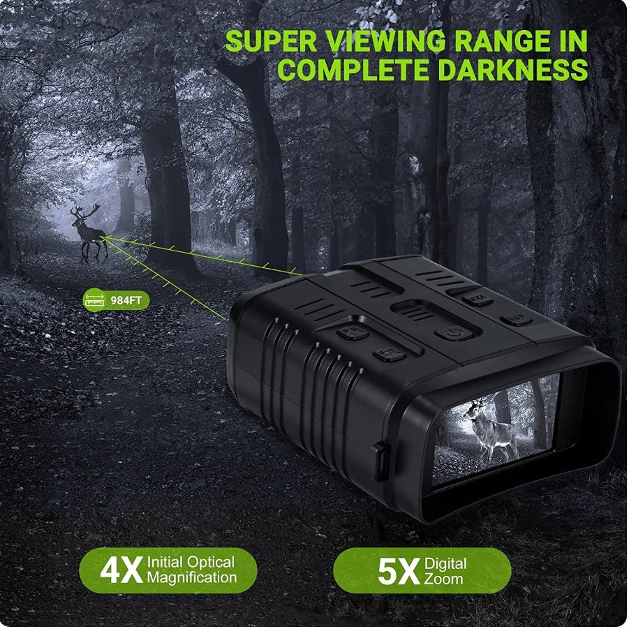 4K Night Vision Binoculars: Explore the Darkness in Stunning Clarity with 10x Digital Zoom, 800m Range, and Built-in WiFi Video Recording!