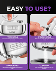 Horizon Optix Smart Nail Care Set – Cordless Electric Nail Clipper, Grinder & Buffer with Case