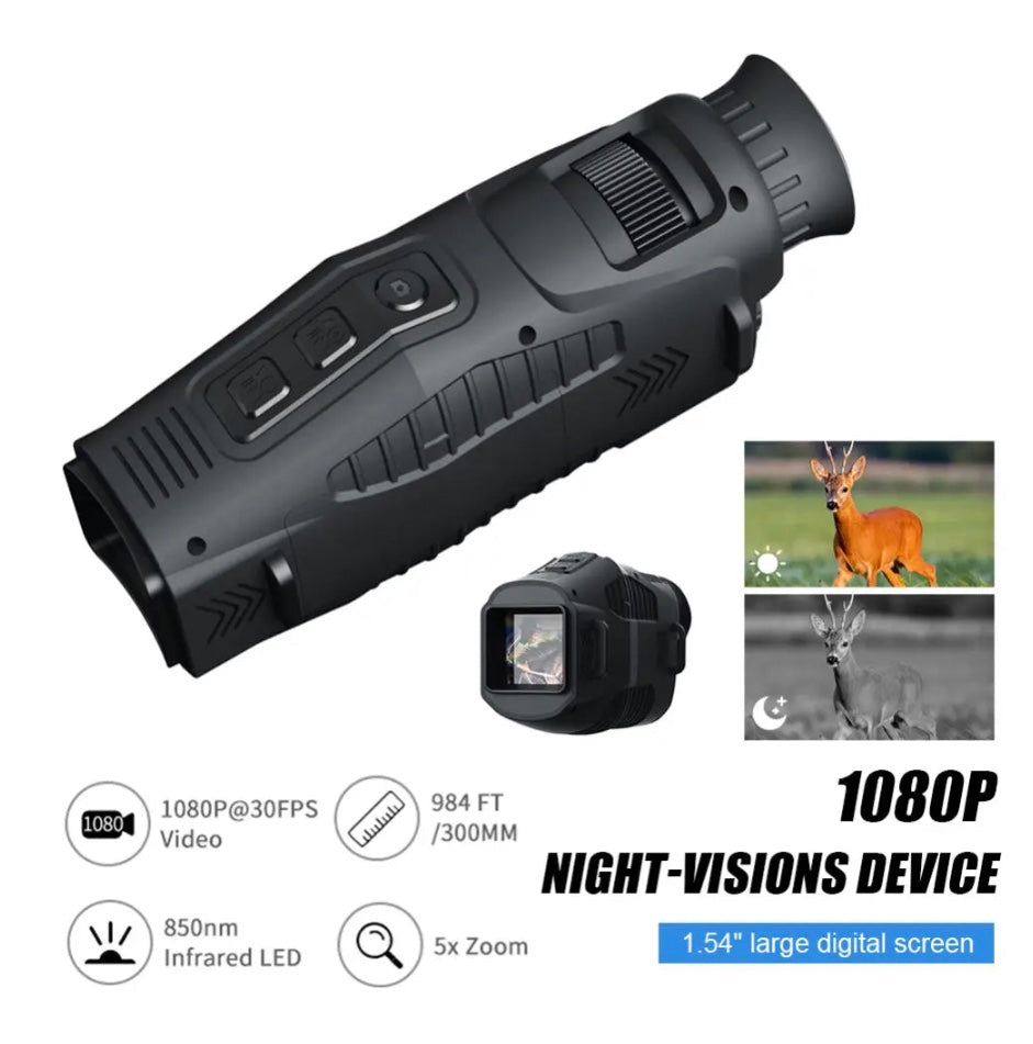 1080P Hd Infrared Night Vision Monocular Photo/Video 5X Zoom 300M For Hunting and Camping Observation