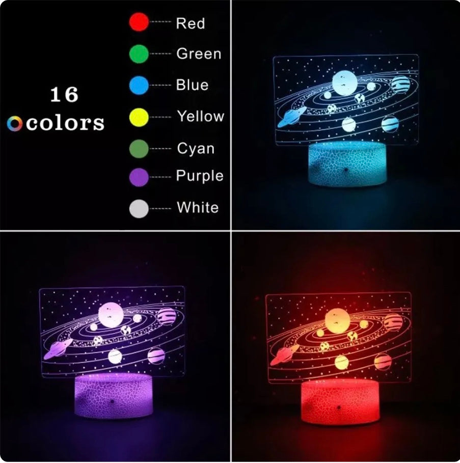Solar System 3D Optical Illusion Lamp - Universe Space Galaxy Night Light to make your Kids feel wonderful.