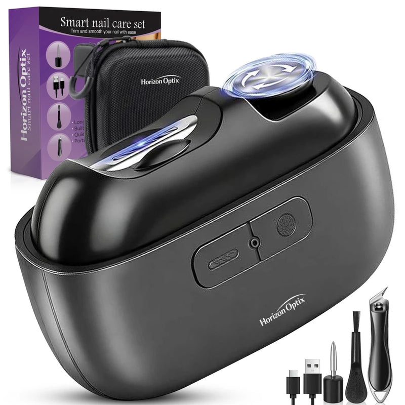 Horizon Optix Smart Nail Care Set – Cordless Electric Nail Clipper, Grinder & Buffer with Case