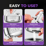 Horizon Optix Smart Nail Care Set – Cordless Electric Nail Clipper, Grinder & Buffer with Case